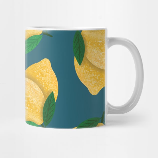 Lemon Pattern Blue Green Background by TheMoodyDecor